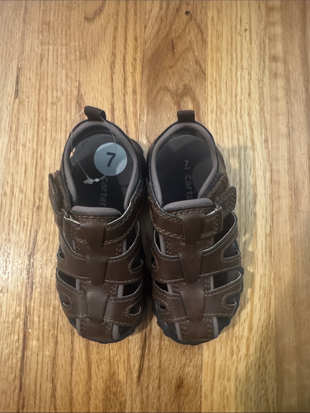 Carter's Brown Boys Closed-Toe Hook-and-Loop Sandals